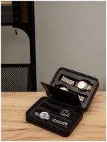 Шкатулка для часов украшений дорожная CloxBox W105-T Черная экокожа
