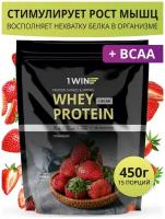 Протеин Whey Protein / Белковый протеиновый коктейль для похудения, без сахара,(клубника) 450гр. Сывороточный протеин, спортпит