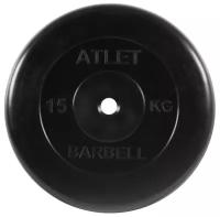 Barbell Диск обрезиненный d 26 мм чёрный 15,0 кг Atlet