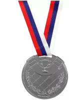 Медаль Командор, призовая, диаметр 7 см, 2 место, триколор, цвет серебристый
