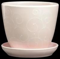 Горшок Художественная керамика с поддоном Жемчуг, 1л, 15x13 см, розовый