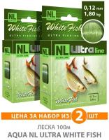 Леска для рыбалки AQUA NL ULTRA WHITE FISH (Белая рыба) 100m 0,10mm, цвет - светло-зеленый, test - 1,40kg