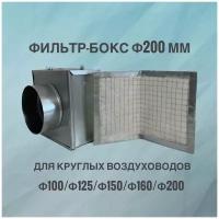 Воздушный фильтр-бокс для круглых воздуховодов, воздушный фильтр вентиляционный из оцинкованной стали 200 мм