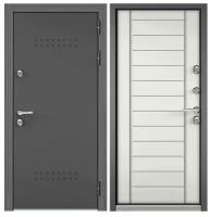 Дверь входная для дома Torex Snegir Termo 880х2050, левый, тепло-шумоизоляция, терморазрыв, антикоррозийная защита, замки 3-го класса, черный/белый