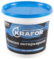 Краска акриловая Krafor Интерьерная супербелая влагостойкая моющаяся матовая белый 1.5 кг