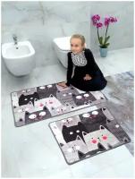 Комплект 60x100, 50x60 см из 2 ковриков для ванной, Chilai Home, 8682125936680