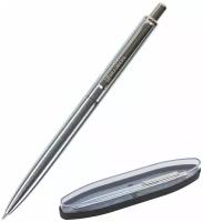Ручка шариковая подарочная мужчине и женщине Brauberg Larghetto, Синяя, корпус серебристый с хромированными деталями, линия письма 0,5 мм, 143474