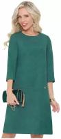 Платье женское DStrend "Модные веяния" 46р-р темно-зеленое замшевое офисное классическое нарядное