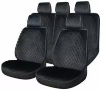 Накидка на сиденье автомобиля / чехлы для автомобильных сидений гармония, велюр, черный/черный, комплект на весь салон