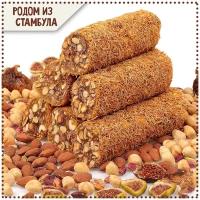 Турецкий Лукум Медово-инжирный со смесью орехов в кадаифе, упаковка 300 грам
