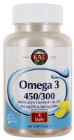 KAL Omega 3 (Омега-3) со вкусом лимона 450 EPA/300 DHA 1280 мг 60 гелевых капсул