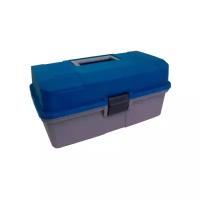 Ящик для рыбалки HELIOS двухполочный 33х20х16 см синий/серый